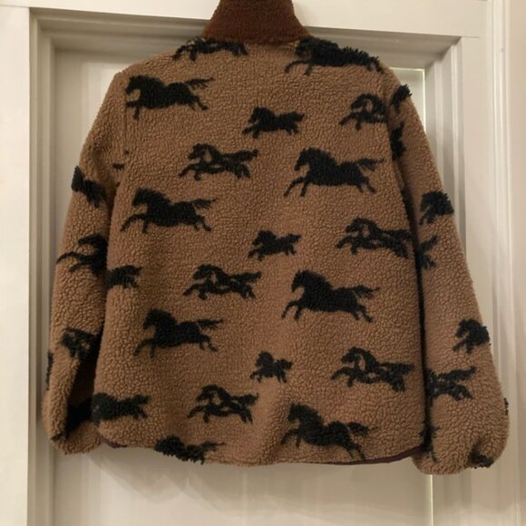 The Great. Pasture Fleece Jacket w horse print and brown collar, S (1), EUC - Picture 8 of 10